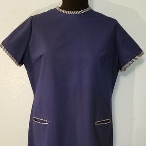 !!3 FOR $25 -- Navy blue handmade 60s style mod sheath dress
